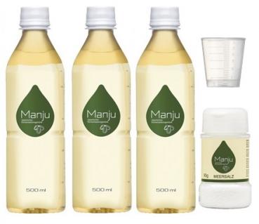 Manju 3x500ml Fermentationsgetränk mit Manjusalz 90g im Streuer
